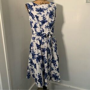 NWOT Hanpceirs Blue Floral Midi Dress